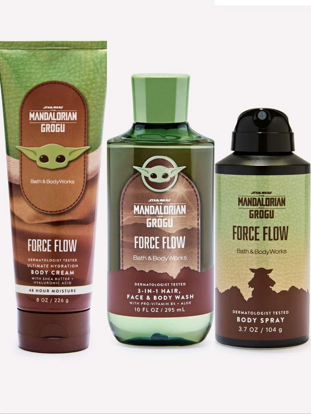 Bath & Body Works Star Wars Mandalorian Grogu Force Flow 3pc Body Care Set NEW